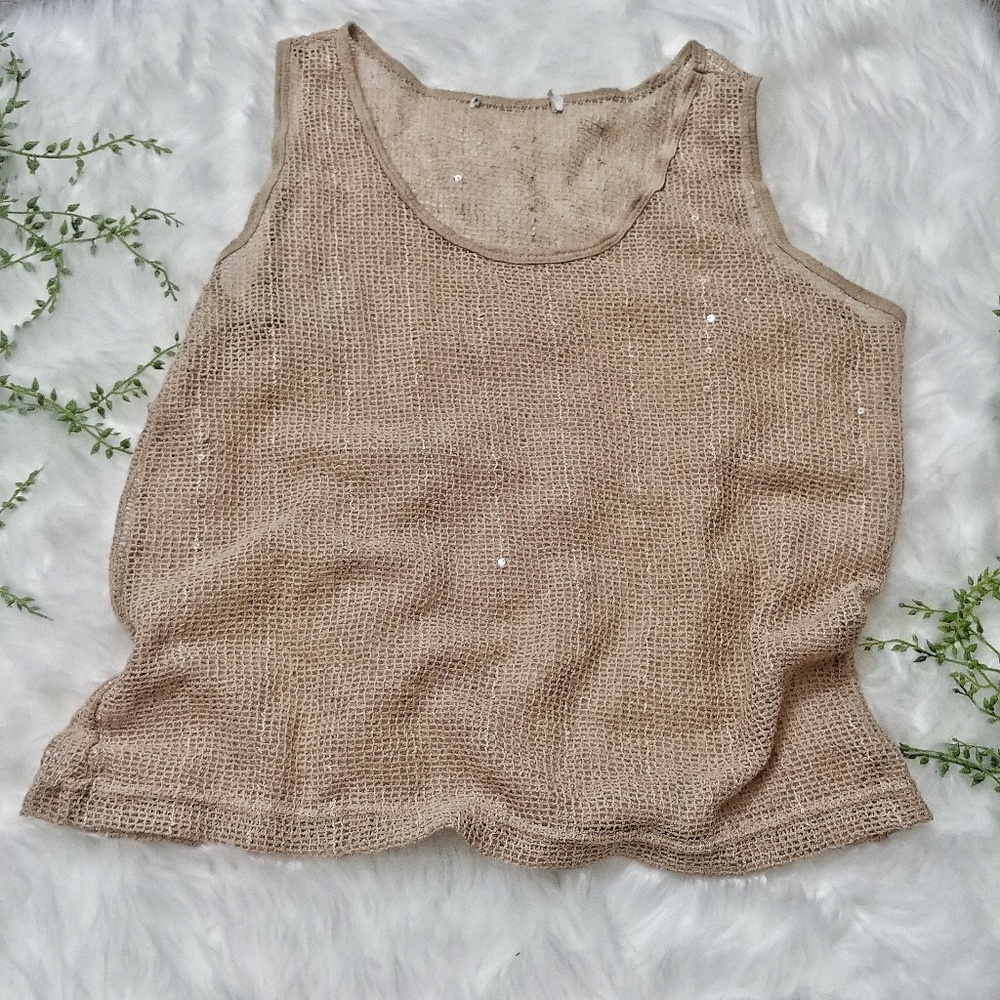 Mesh See Through Slightly Sequence Tank